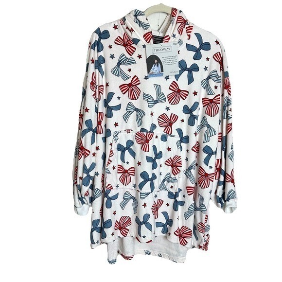 THROWZY BY MARLO LORENZ Bow Ribbon Summer Towel Blanket Poncho NEW Lake Beach - Picture 1 of 7